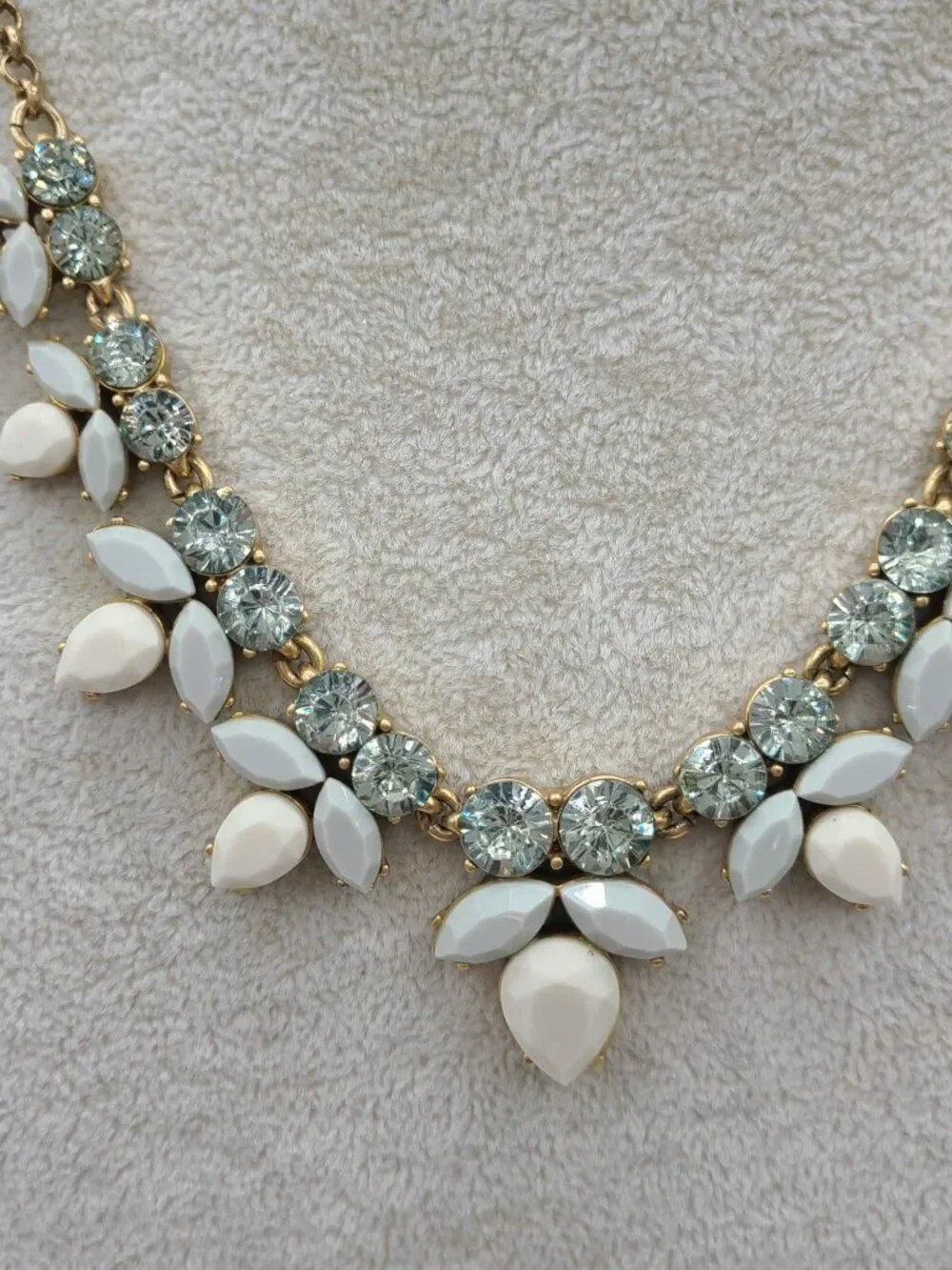 J Crew Delicate Blue Crystal Resin White Resin Necklace